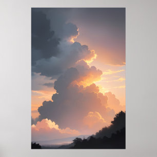 Sonnenuntergangs-Wolkenlandschaft Poster