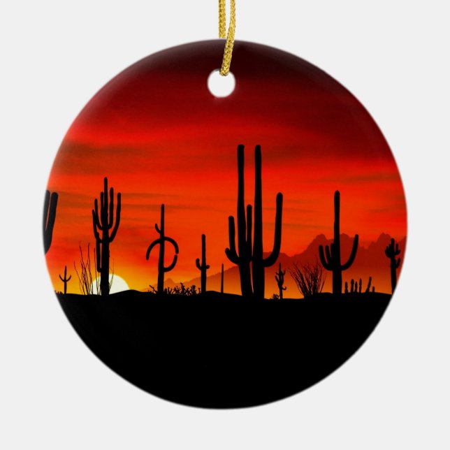 SonnenuntergangSaguaros Sonoran Wüste Arizona Keramikornament (Vorne)