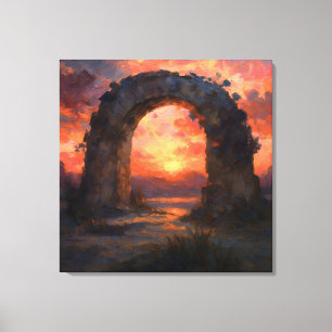 Sonnenuntergangsarchitektur - Malerische Landschaf Leinwanddruck