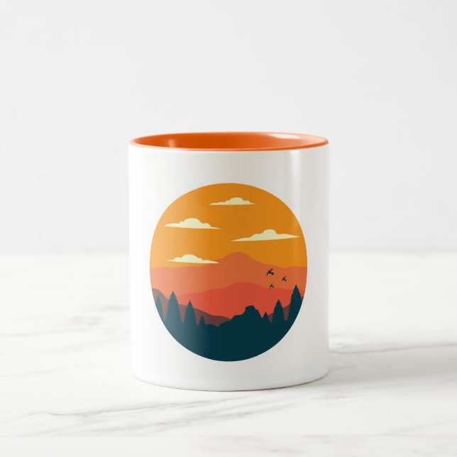 Sonnenuntergangsbild Zweifarbige Tasse (Mittel)