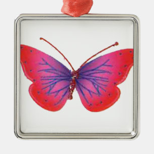 "Sonnenuntergangsblüte" Roter und violetter Schmet Silbernes Ornament