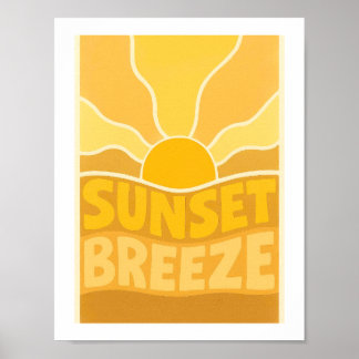 Sonnenuntergangsbrise Retro-Sonnenstrahl Typografi Poster