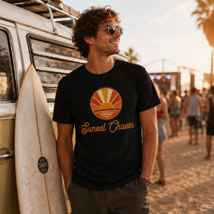 Sonnenuntergangsjäger Retro Sonnenstrahlen T-Shirt