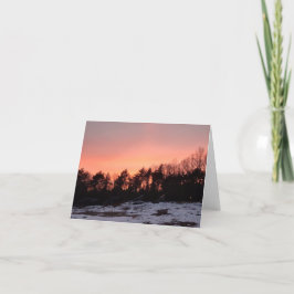 Sonnenuntergangskarte mit schneebedeckter Steigung Dankeskarte