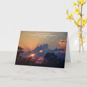Sonnenuntergangslicht und Bibelvers-Glaubenskarte Karte