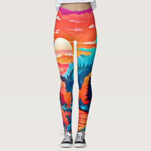 Sonnenuntergangspfad durch den herbstlichen Wald Leggings