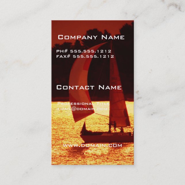 Sonnenuntergangspinnaker-Segelboot-Visitenkarten Visitenkarte (Vorderseite)