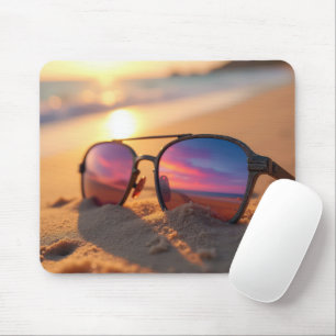 Sonnenuntergangsreflexion am Meer in einer Sonnenb Mousepad