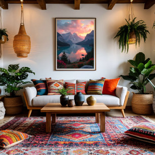 Sonnenuntergangsreflexionen Leinwanddruck