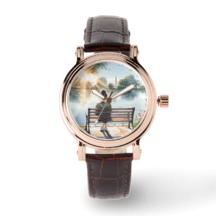 Sonnenuntergangsreflexionen Seeszene Armbanduhr