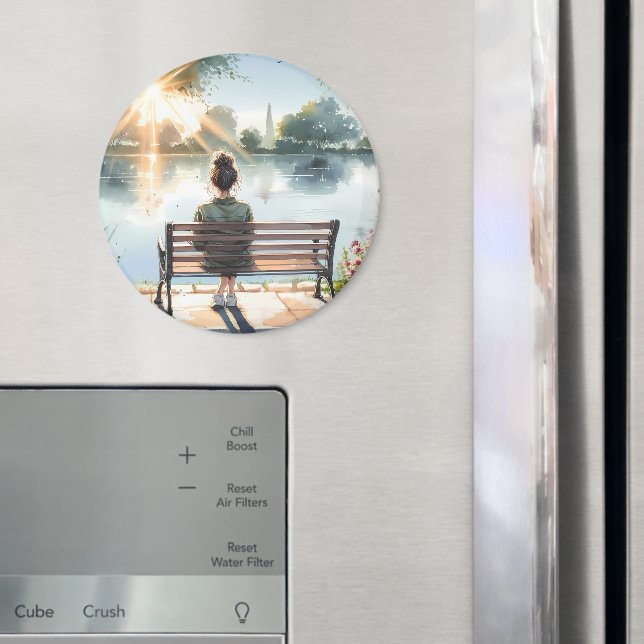 Sonnenuntergangsreflexionen Seeszene Magnet (In Situ (Kühlschrank))