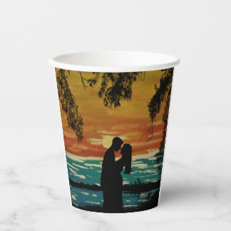 Sonnenuntergangsromanze Pappbecher