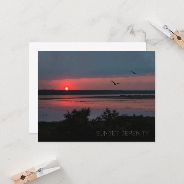 Sonnenuntergangsserenität | Abendlagune Postkarte (Vorderseite/Rückseite Beispiel)