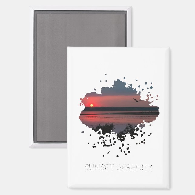 Sonnenuntergangsserenität | Abendliche Lagune Magnet (Vorderseite/Rückseite)