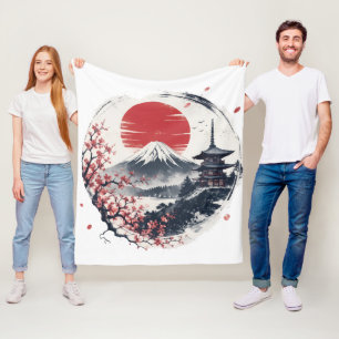 Sonnenuntergangsserenität am Berg Fuji – Japanisch Fleecedecke