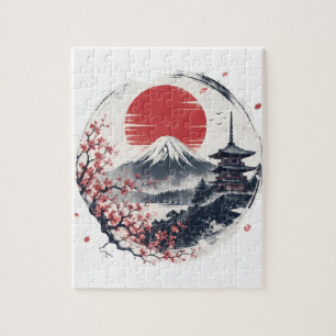 Sonnenuntergangsserenität am Berg Fuji – Japanisch Puzzle
