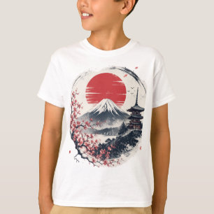 Sonnenuntergangsserenität am Berg Fuji – Japanisch T-Shirt