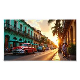 Sonnenuntergangsspaziergang im alten Havanna Fotodruck