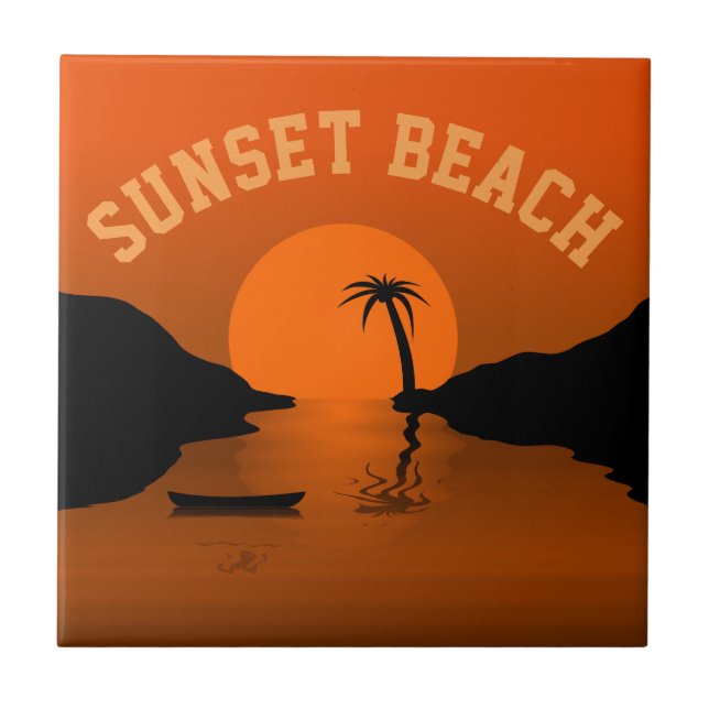 Sonnenuntergangsstrand Fliese (Vorderseite)