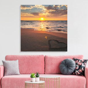 Sonnenuntergangsstrand Leinwand Wandkunst   Ruhige