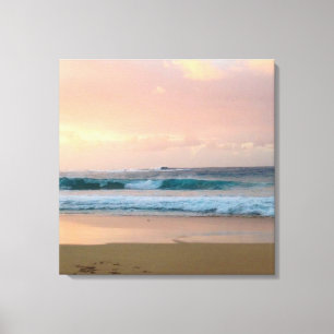 Sonnenuntergangsstrand mit Ozean Leinwanddruck