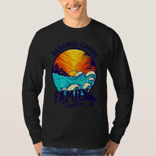 Sonnenuntergangsstrand Retro Bahamas Karibik Famil T-Shirt