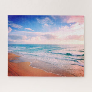 Sonnenuntergangsstrandwellen, Familie Puzzle