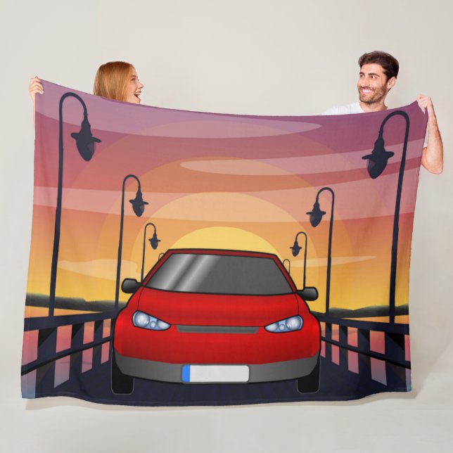 Sonnenuntergangsstraße Fleecedecke (Beispiel)