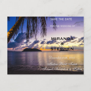 Sonnenuntergangstrand Save the Date Ankündigungspostkarte