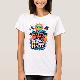 Sonnenverbrannt Salzig und Glücklich – Retro-Stran T-Shirt