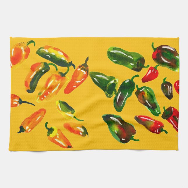 Sonnenverwöhnte Paprika-Küchentücher Geschirrtuch (Horizontal)