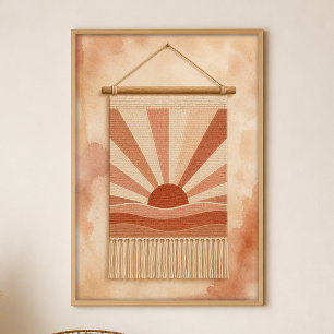 Sonnenweben an der Wand Gouache Boho Kunstposter Poster
