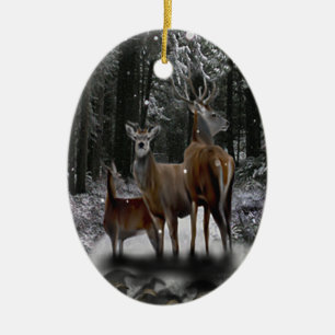 Sonnenwende-Rotwild-Familie Keramik Ornament