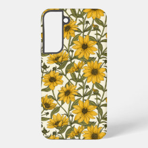 Sonnenwurzel, wilde Sonnenblume auf cremeweiß Samsung Galaxy Hülle