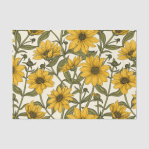 Sonnenwurzel, wilde Sonnenblumen auf weißem Grund Seidenpapier