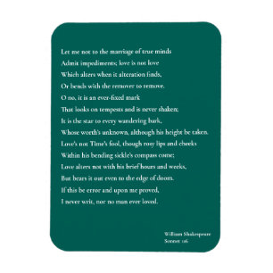 Sonnet 116 Lass mir nicht zur Verheiratung wahren  Magnet