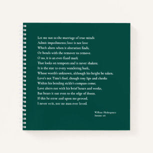 Sonnet 116 Lass mir nicht zur Verheiratung wahren Notizbuch