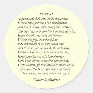 Sonnet # 11 von William Shakespeare Runder Aufkleber