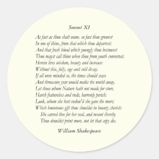 Sonnet # 11 von William Shakespeare Runder Aufkleber