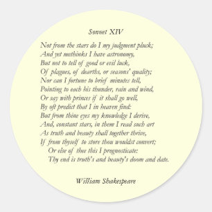 Sonnet # 14 von William Shakespeare Runder Aufkleber