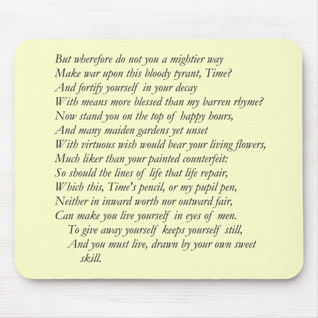Sonnet # 16 von William Shakespeare Mousepad (Vorne)