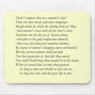 Sonnet # 18 von William Shakespeare Mousepad