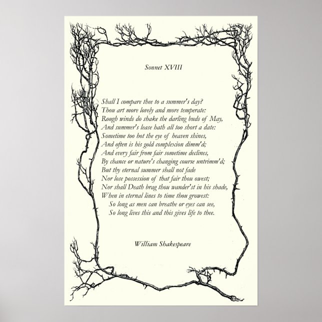 Sonnet # 18 von William Shakespeare Poster (Vorne)