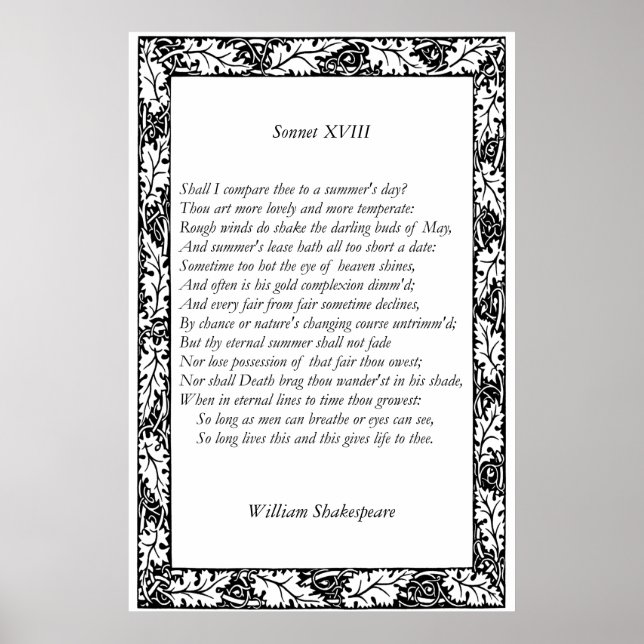 Sonnet # 18 von William Shakespeare Poster (Vorne)