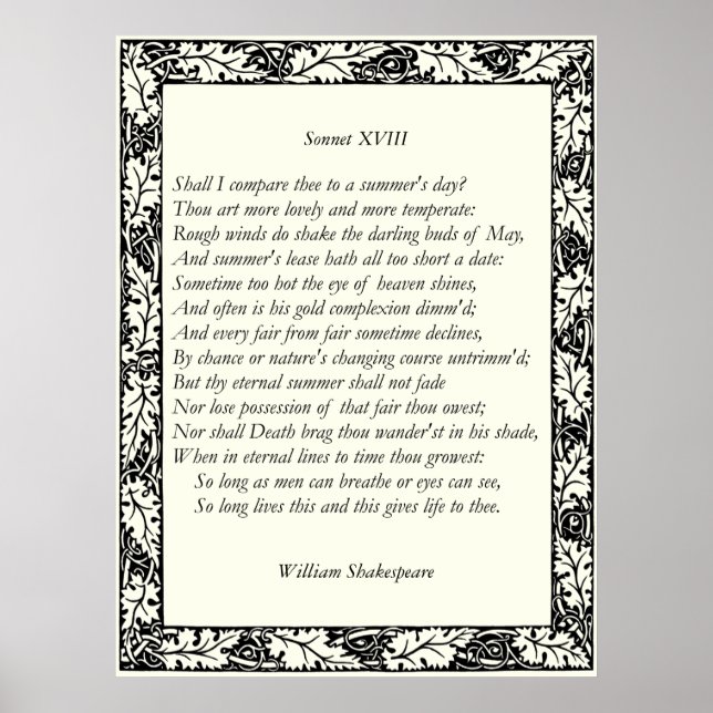 Sonnet # 18 von William Shakespeare Poster (Vorne)