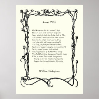 Sonnet # 18 von William Shakespeare Poster