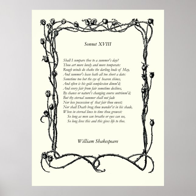 Sonnet # 18 von William Shakespeare Poster (Vorne)