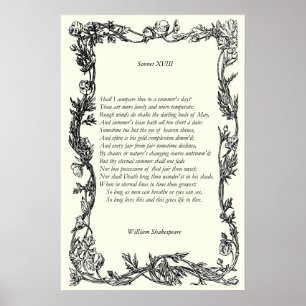Sonnet # 18 von William Shakespeare Poster
