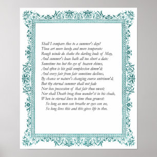 Sonnet # 18 von William Shakespeare Poster