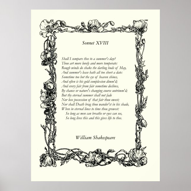 Sonnet # 18 von William Shakespeare Poster (Vorne)